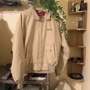 Cream and tan NAVY vintage bomber jacket
